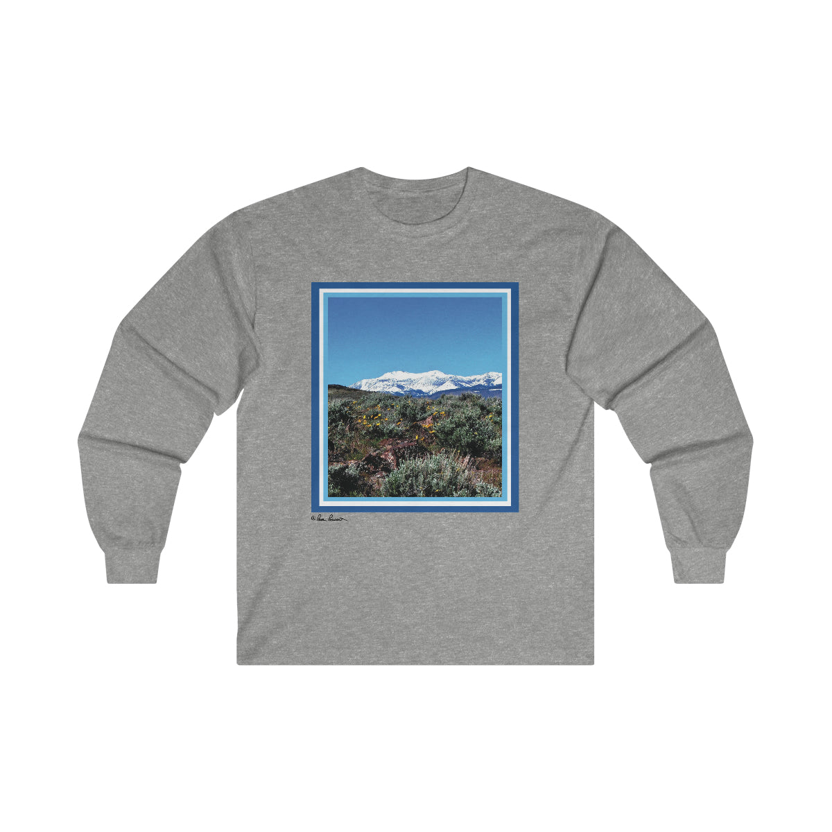 Flat front view of the Sports Grey t-shirt