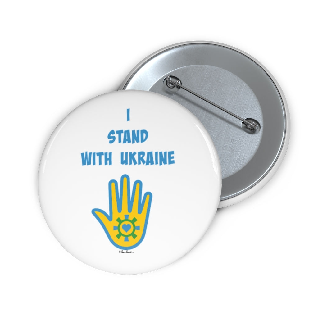 Front and back of the larger Ukrainian-Support Pin Button