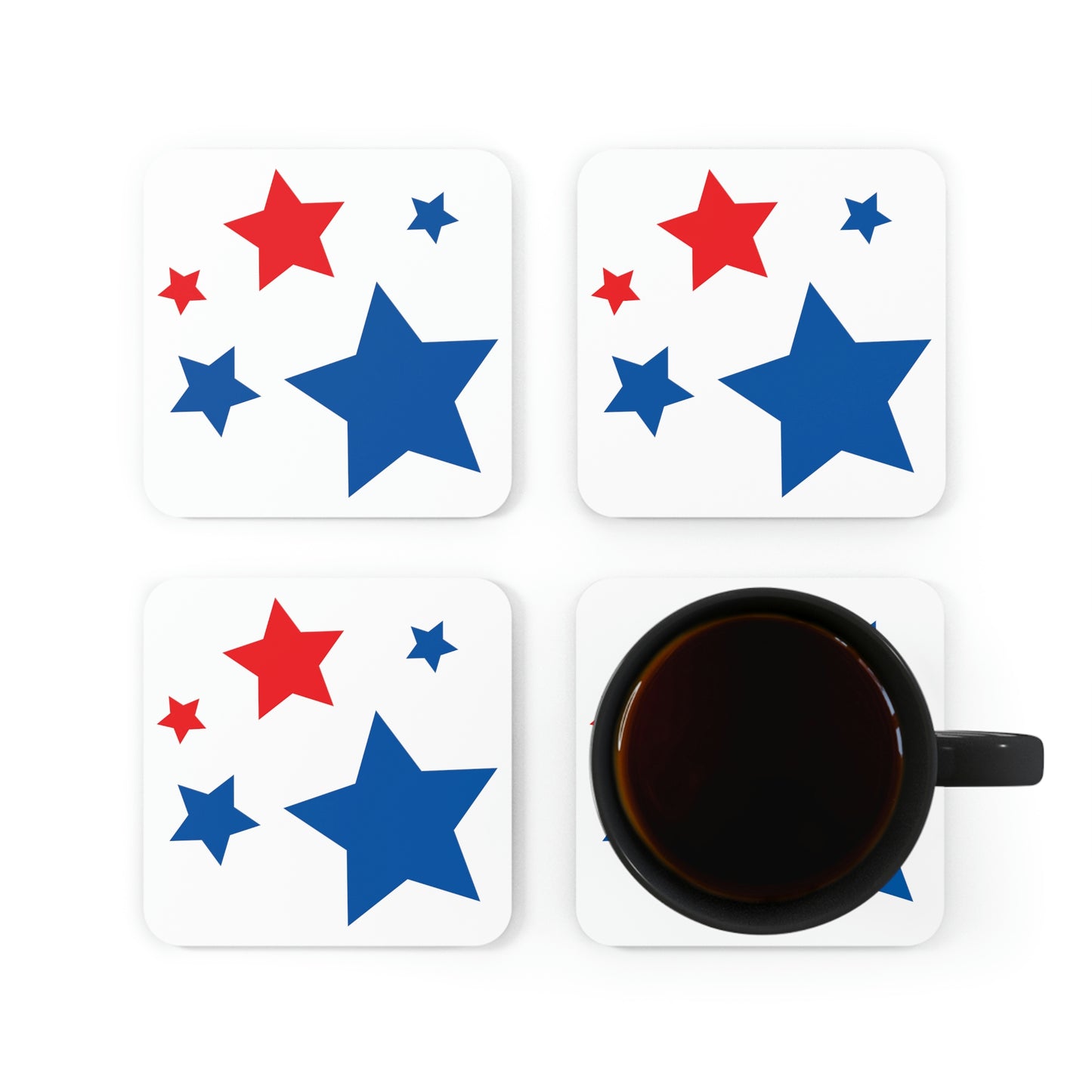 Overview of the 4 coasters with a mug