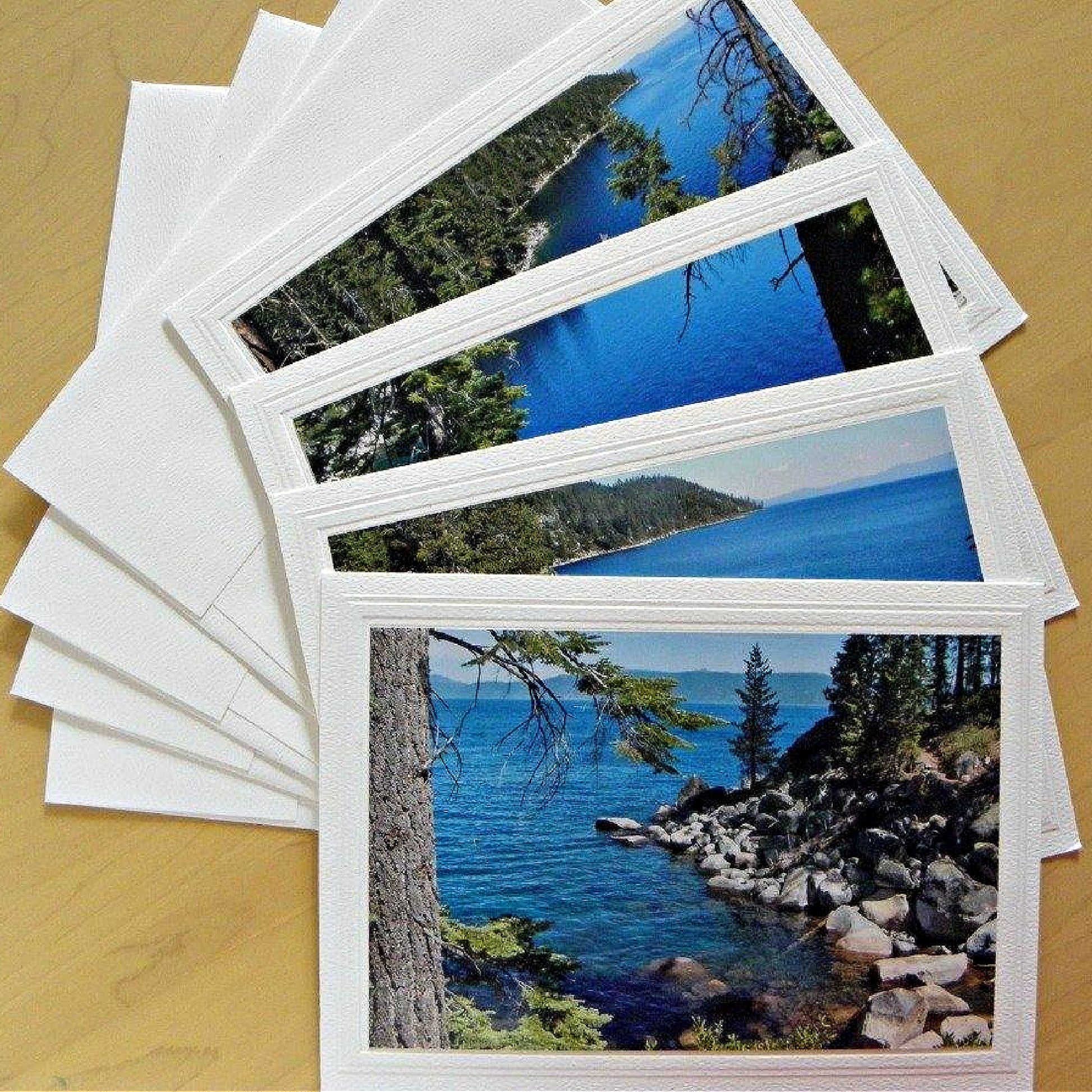 Flat view of the 4 Assorted Lake Tahoe Cards