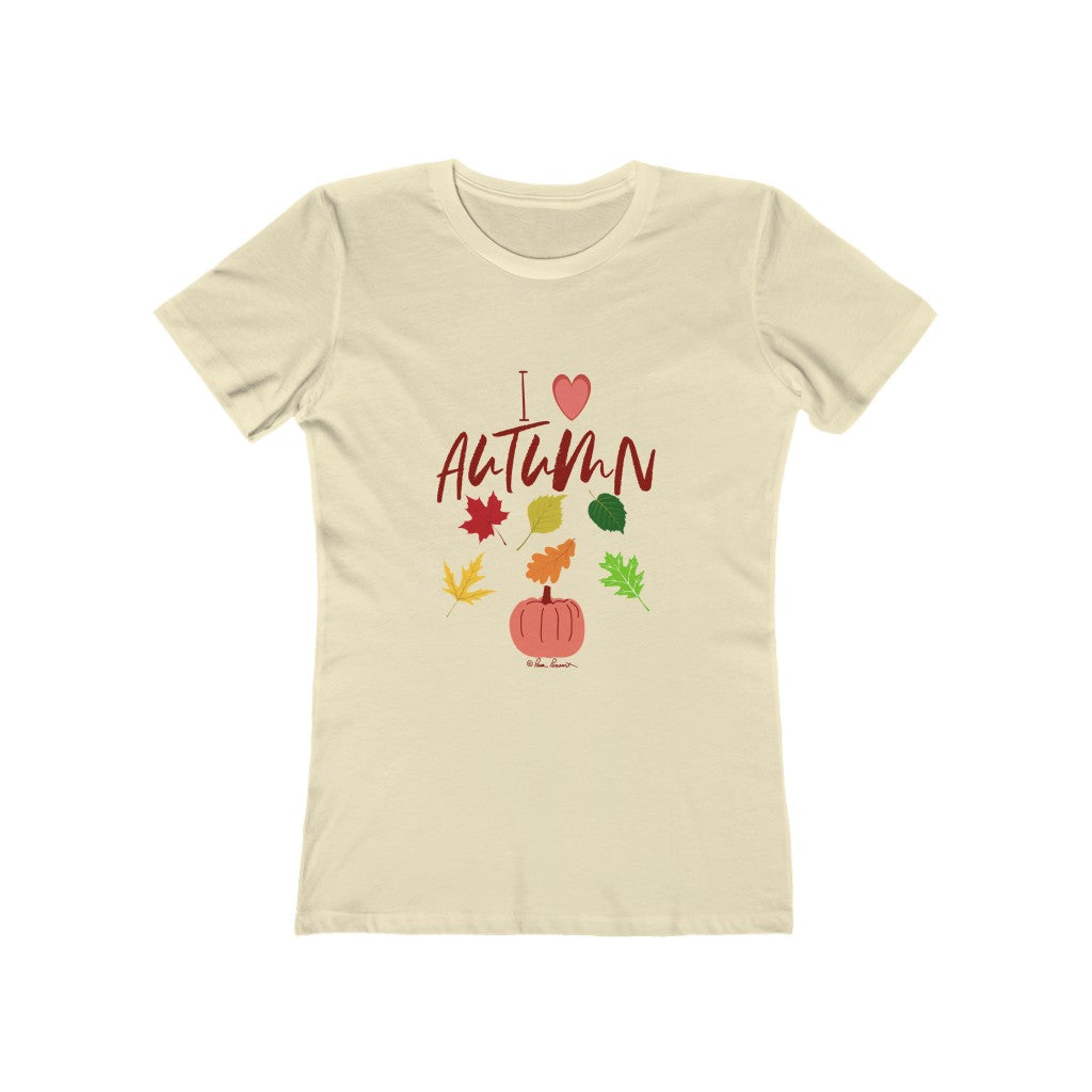 Flat view of our slim-fit Autumn Love T-shirt for Women  in color Natural