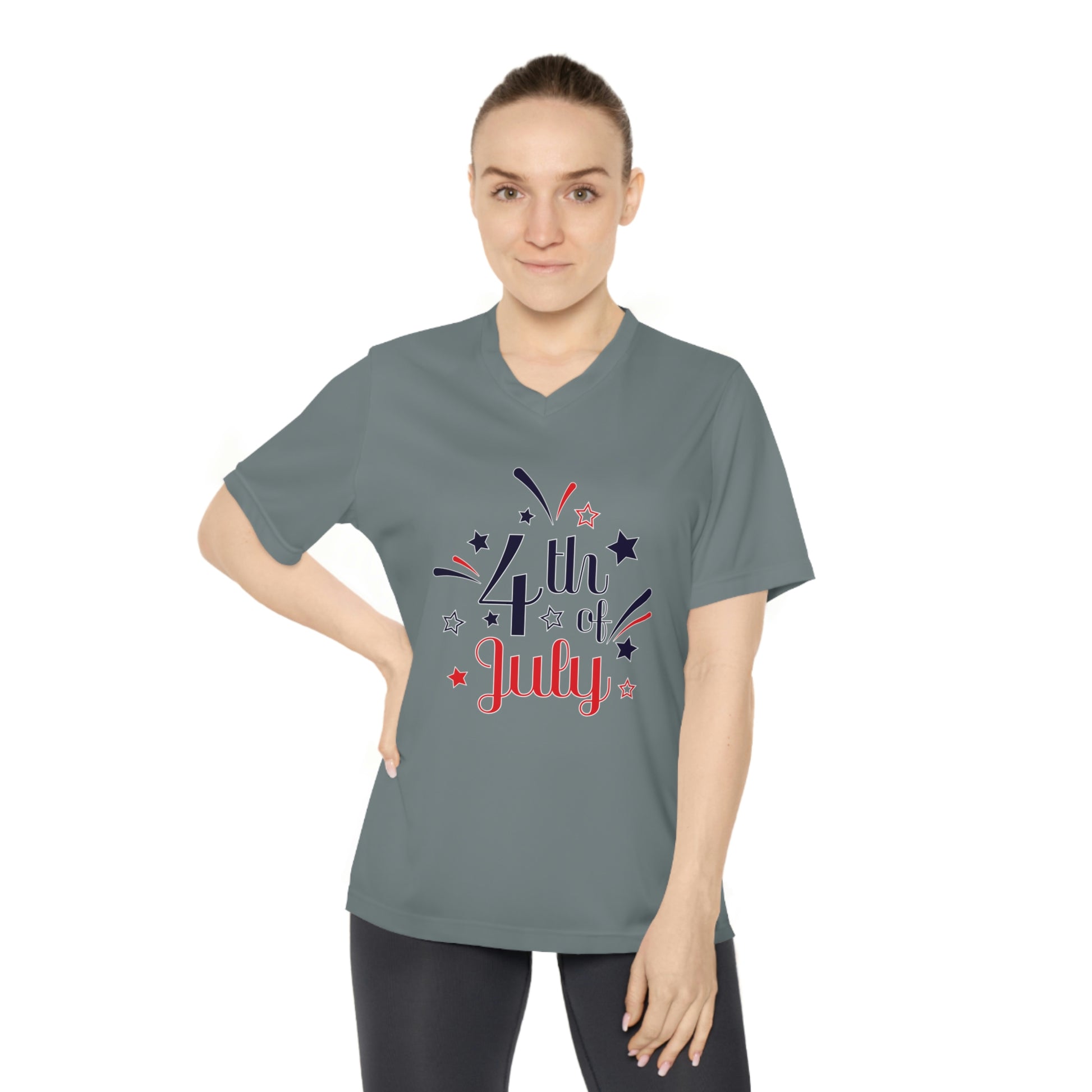 Mock up of a woman wearing the grey t-shirt