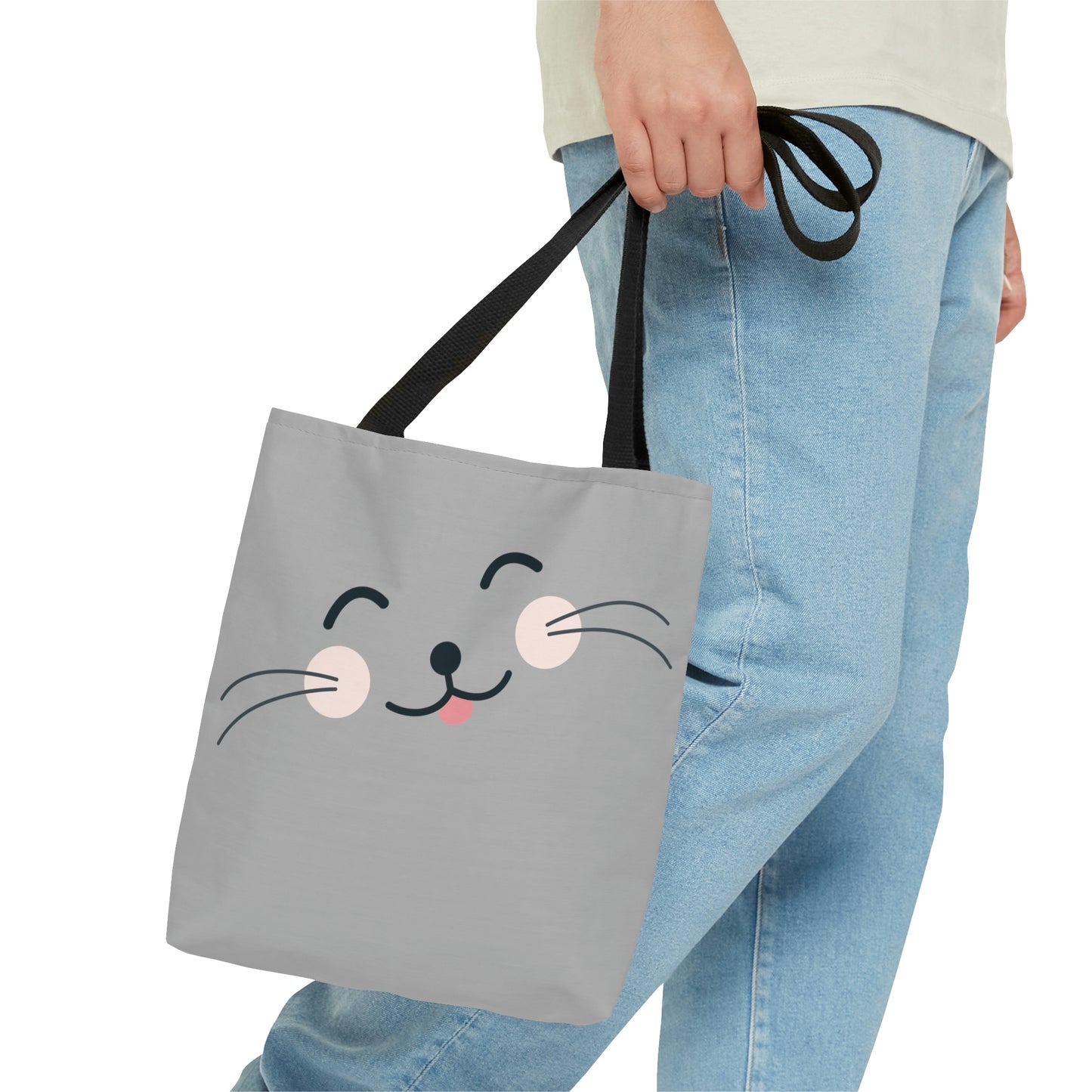 Mock up of a man carrying the small tote bag