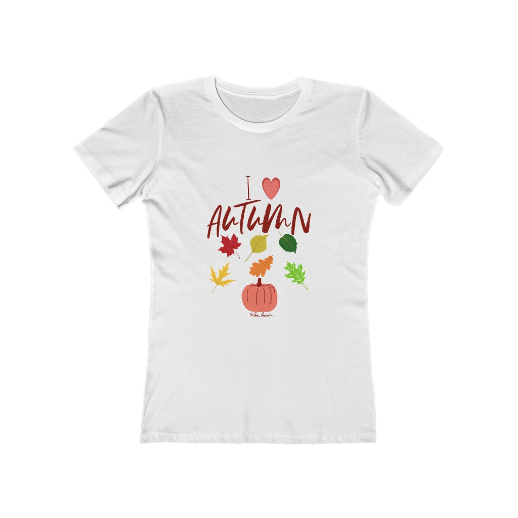 Flat view of our White slim-fit Autumn Love T-shirt for Women