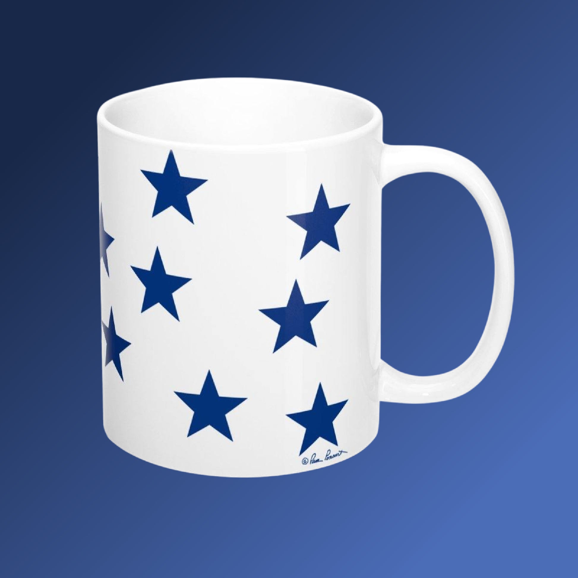 Right side view of our Blue Stars Mug