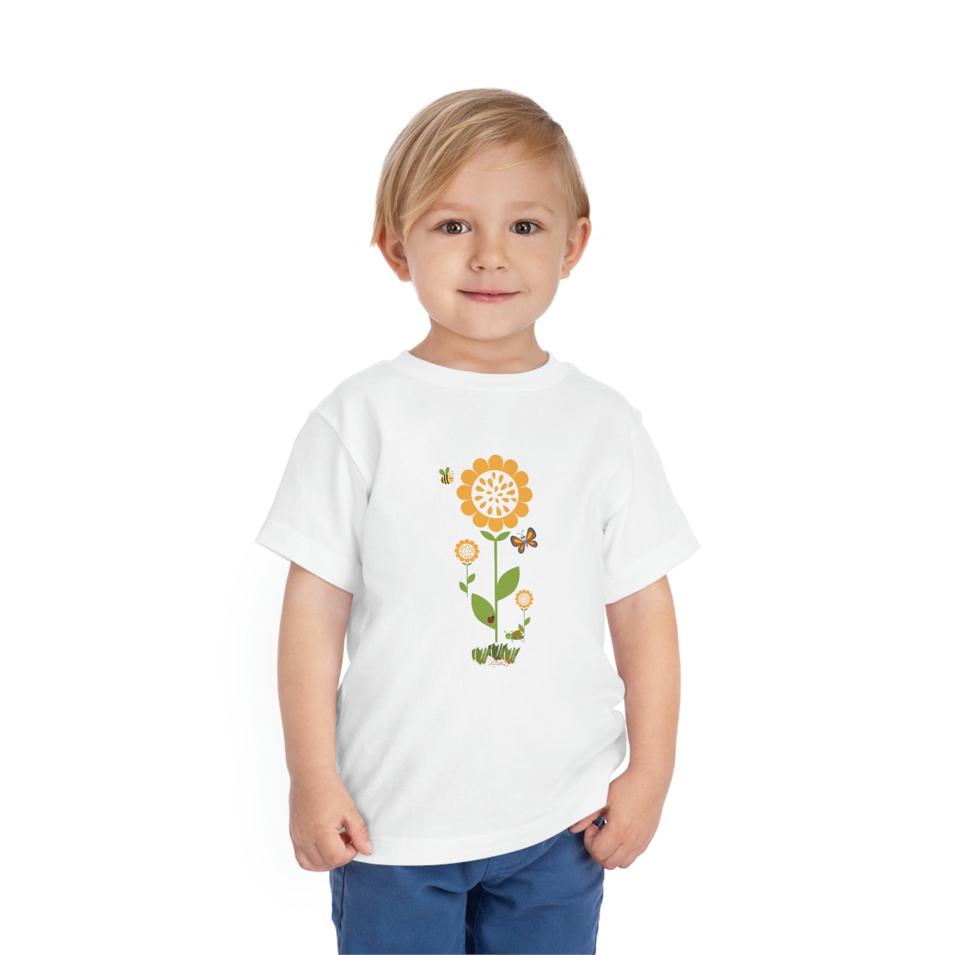 Mock up of child wearing our White t-shirt