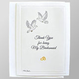 Front view of the thank-you  card for Bridesmaid