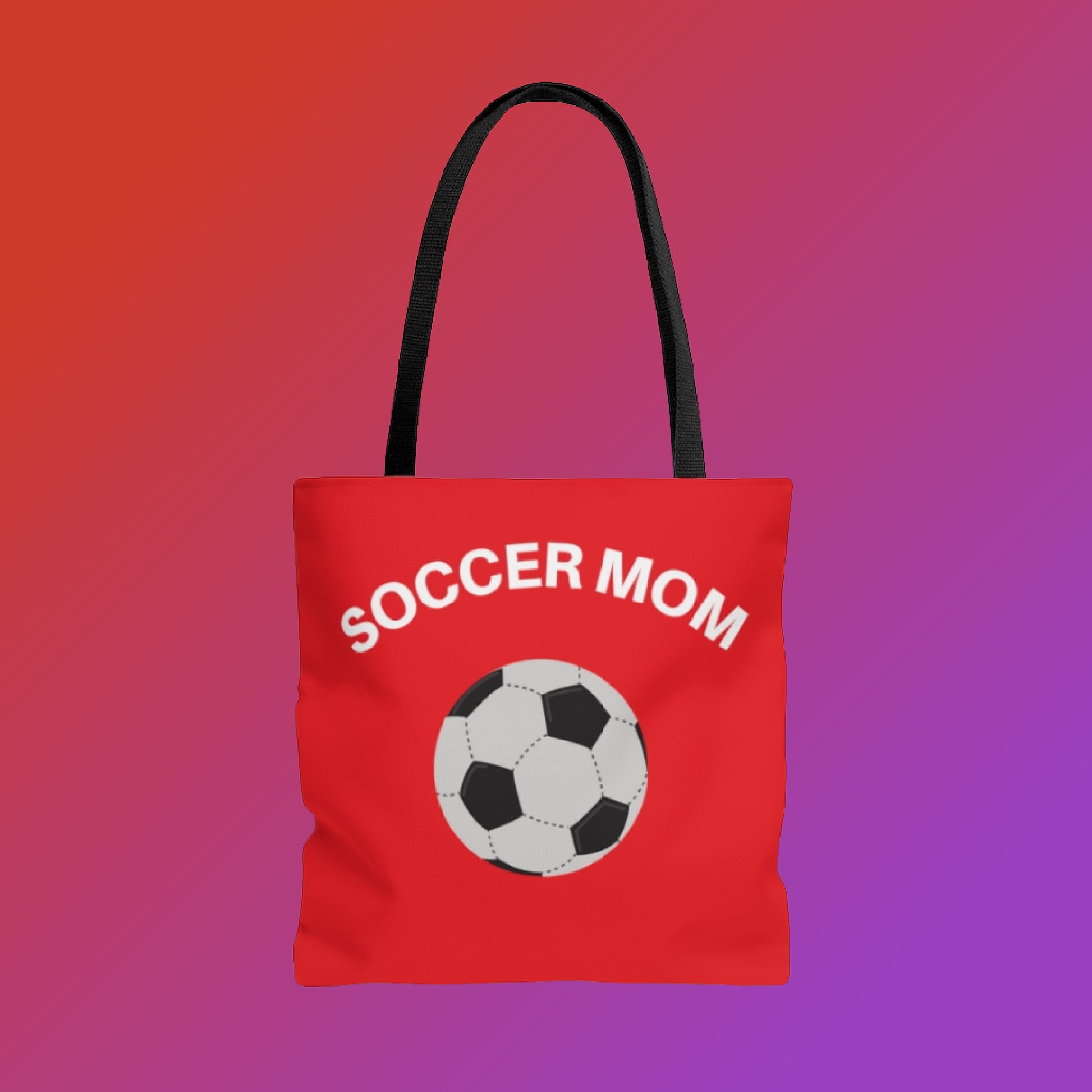 Flat view of the back and the front of our Soccer-Mom Tote Bag - all sizes
