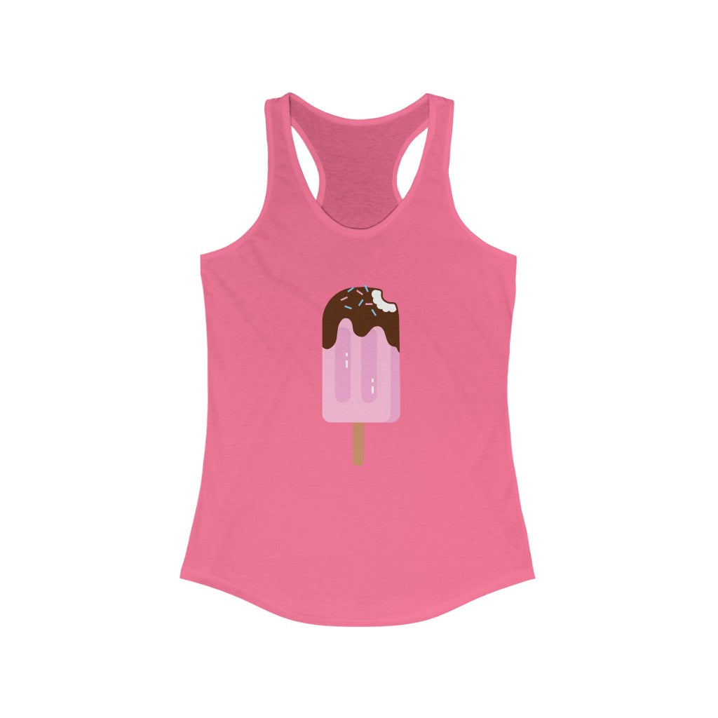The flat front view of the hot pink tank top
