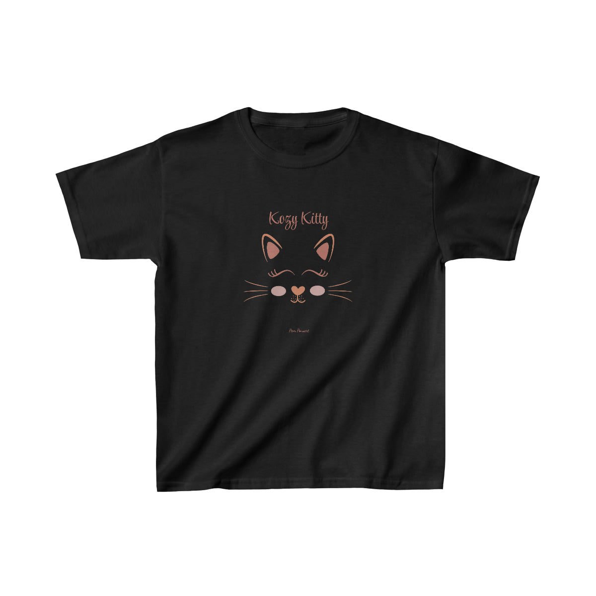 Flat front view of the black t-shirt