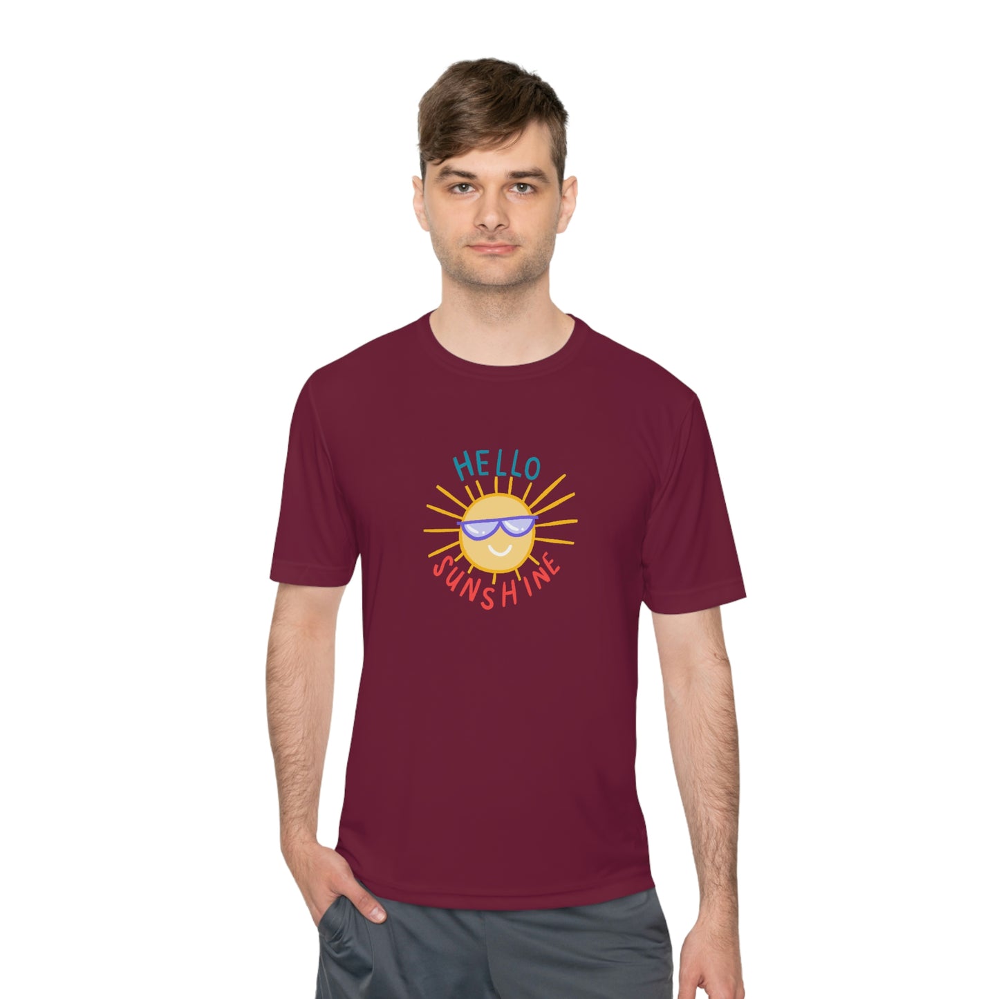 mock up of a thin man wearing the t-shirt