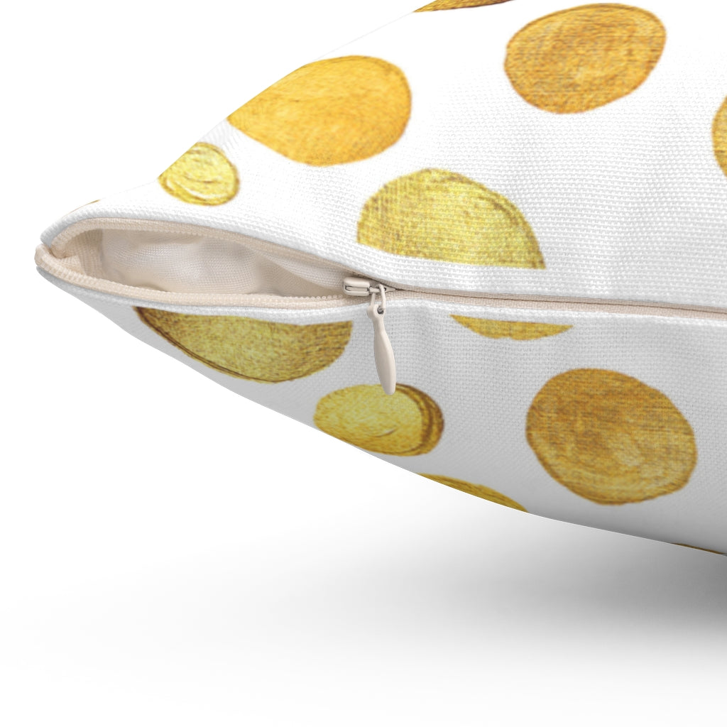 Close up of the hidden zipper in our Golden-Glittering Pillow Case