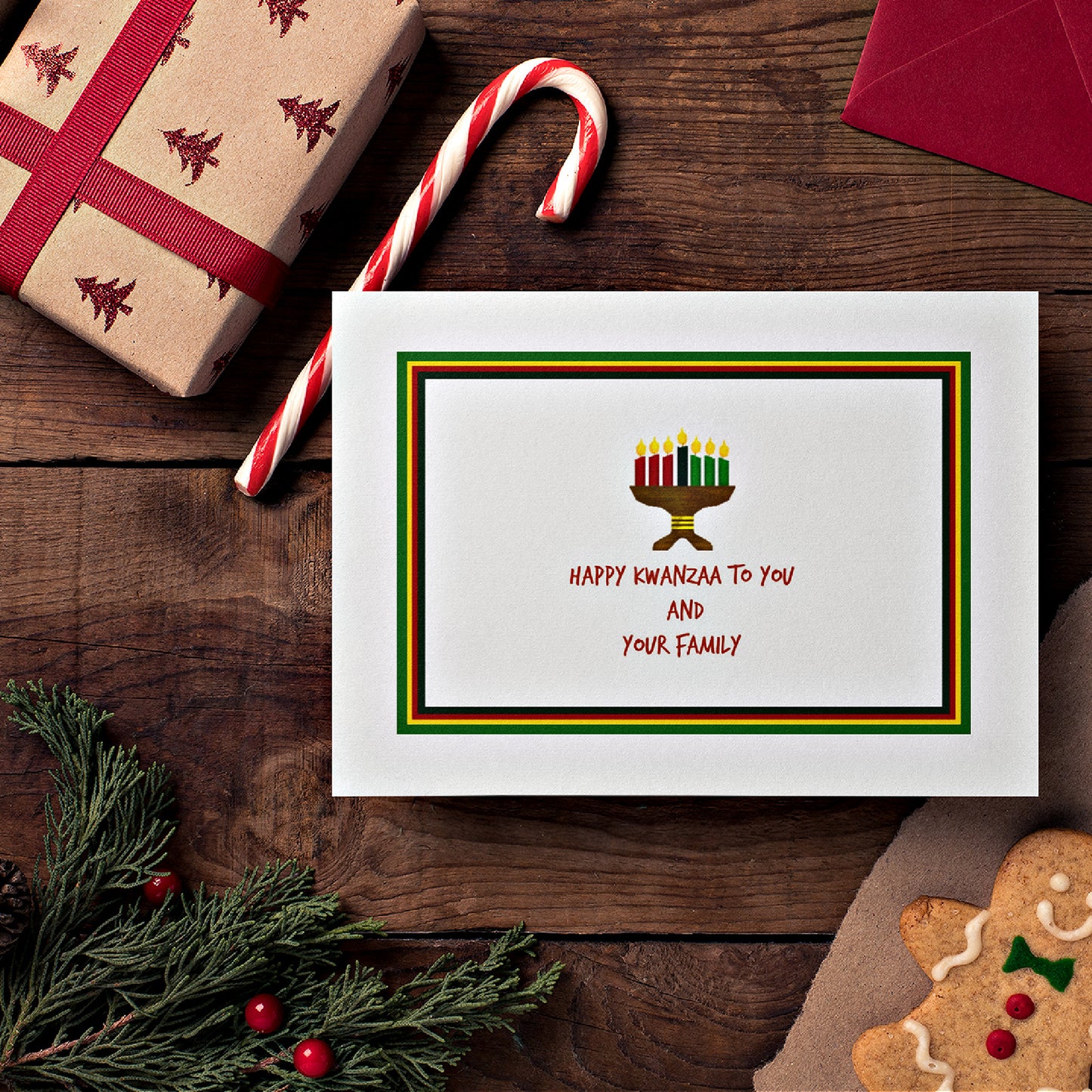Mock up of the artwork of our Kwanzaa Holiday Card