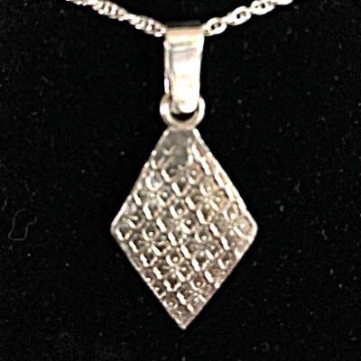 Diamond-shape Fine Silver Pendant