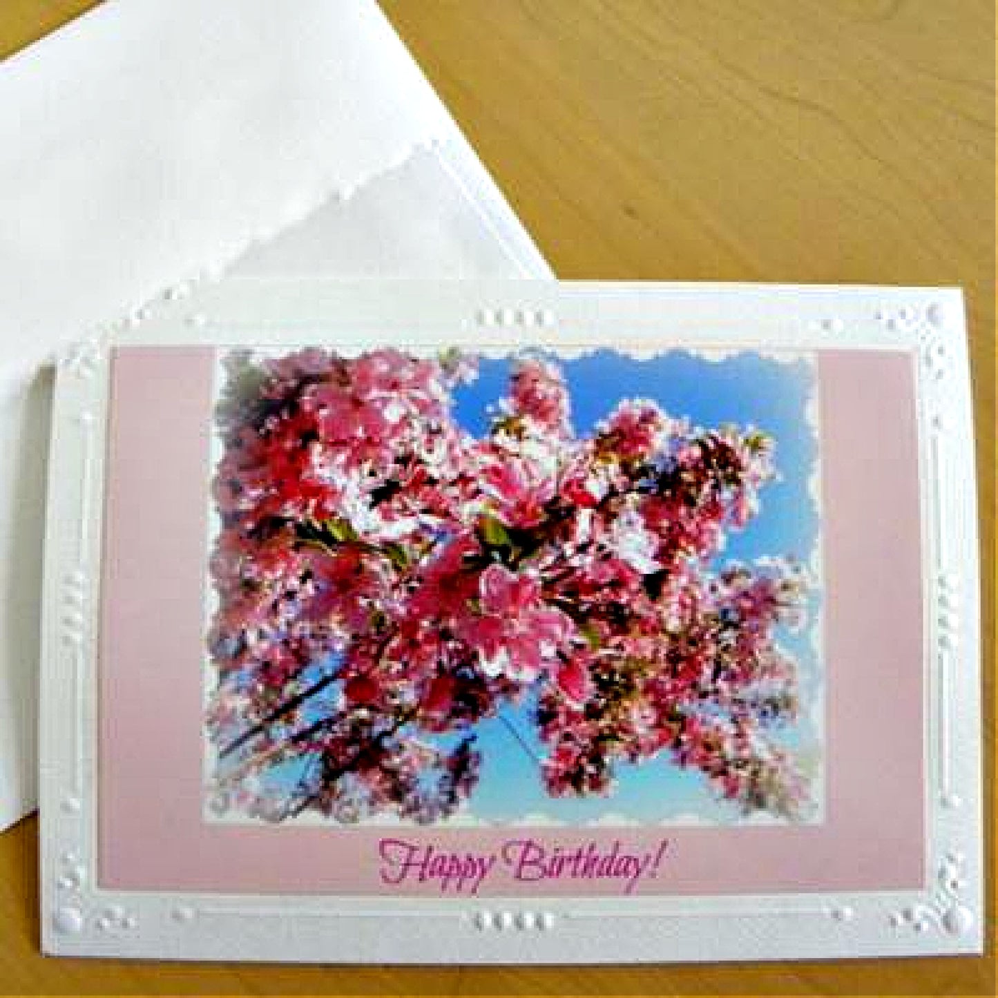 Feminine Birthday Card: Blank inside; Pink Floral photo