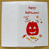 Front outside view of the Halloween Pumpkin Card with envelope