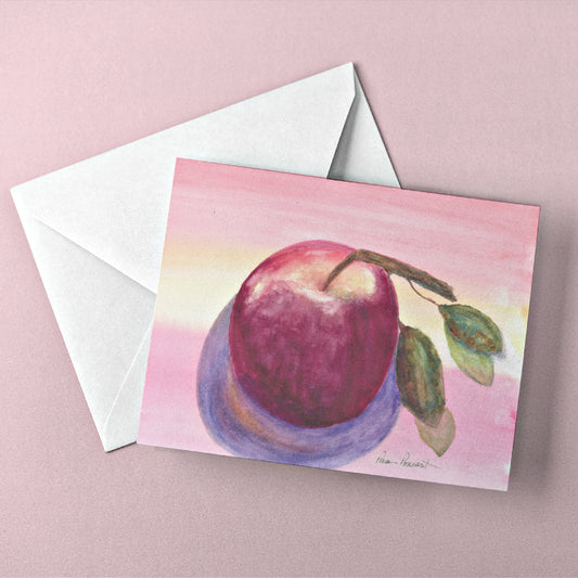 Close-up of one of our Red-Apple Note Cards with envelope