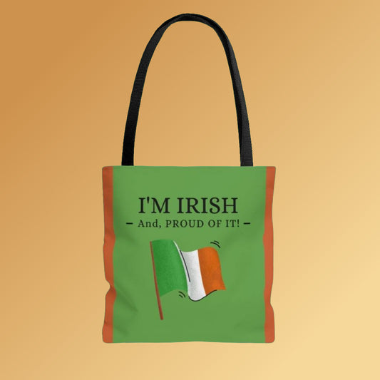 Flat view of the front and the back of our Irish Flag Tote