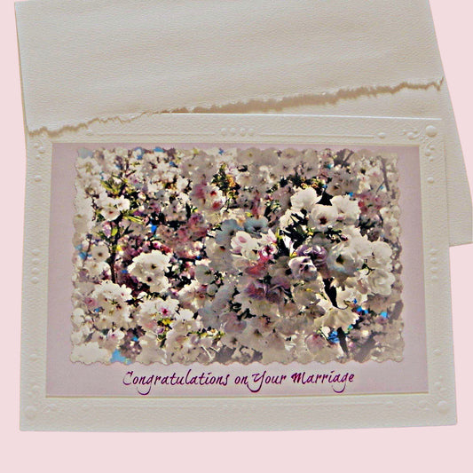 Front view of our Marriage Greeting Card with the back of the decorative envelope