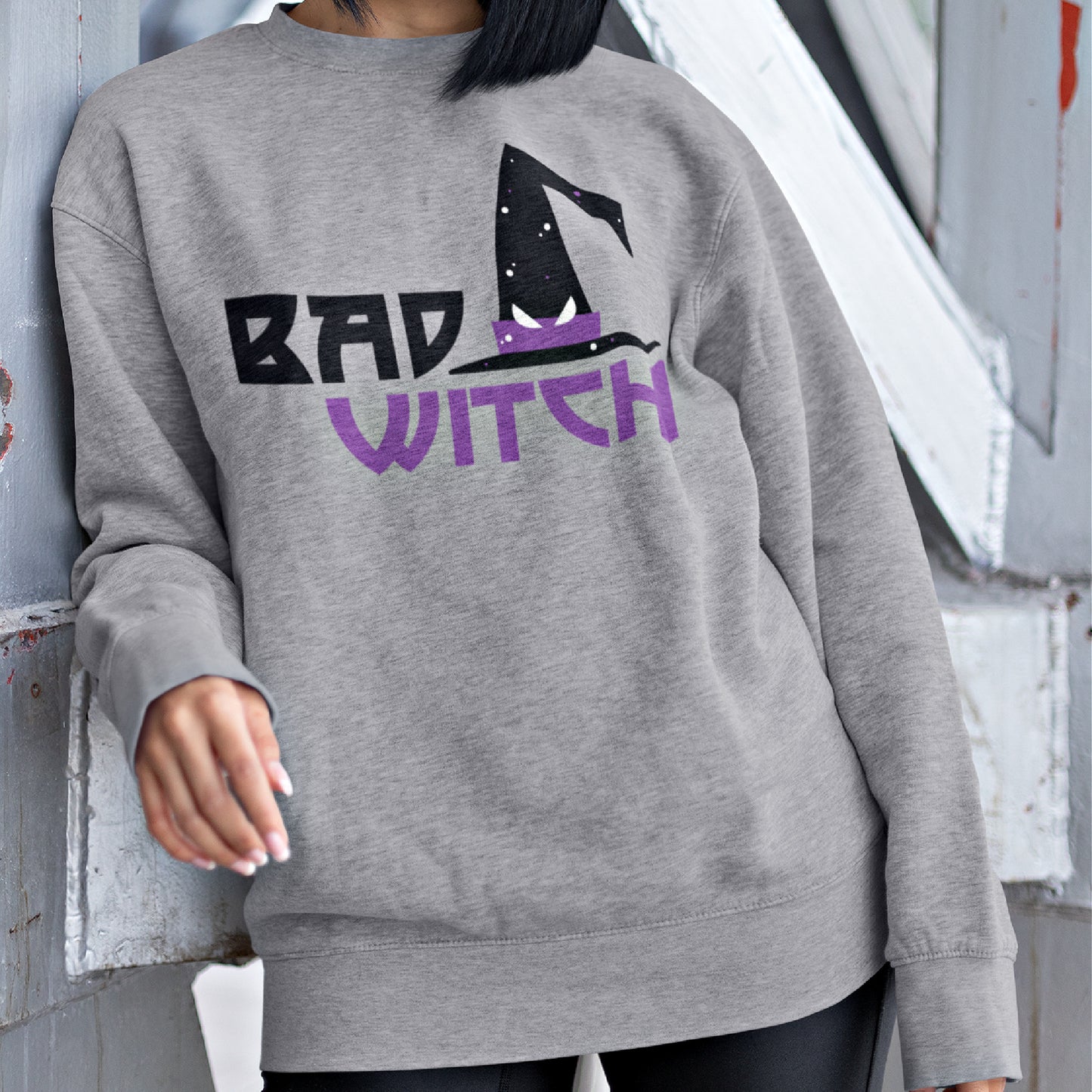 Mock up of a woman wearing the Sport Grey sweatshirt