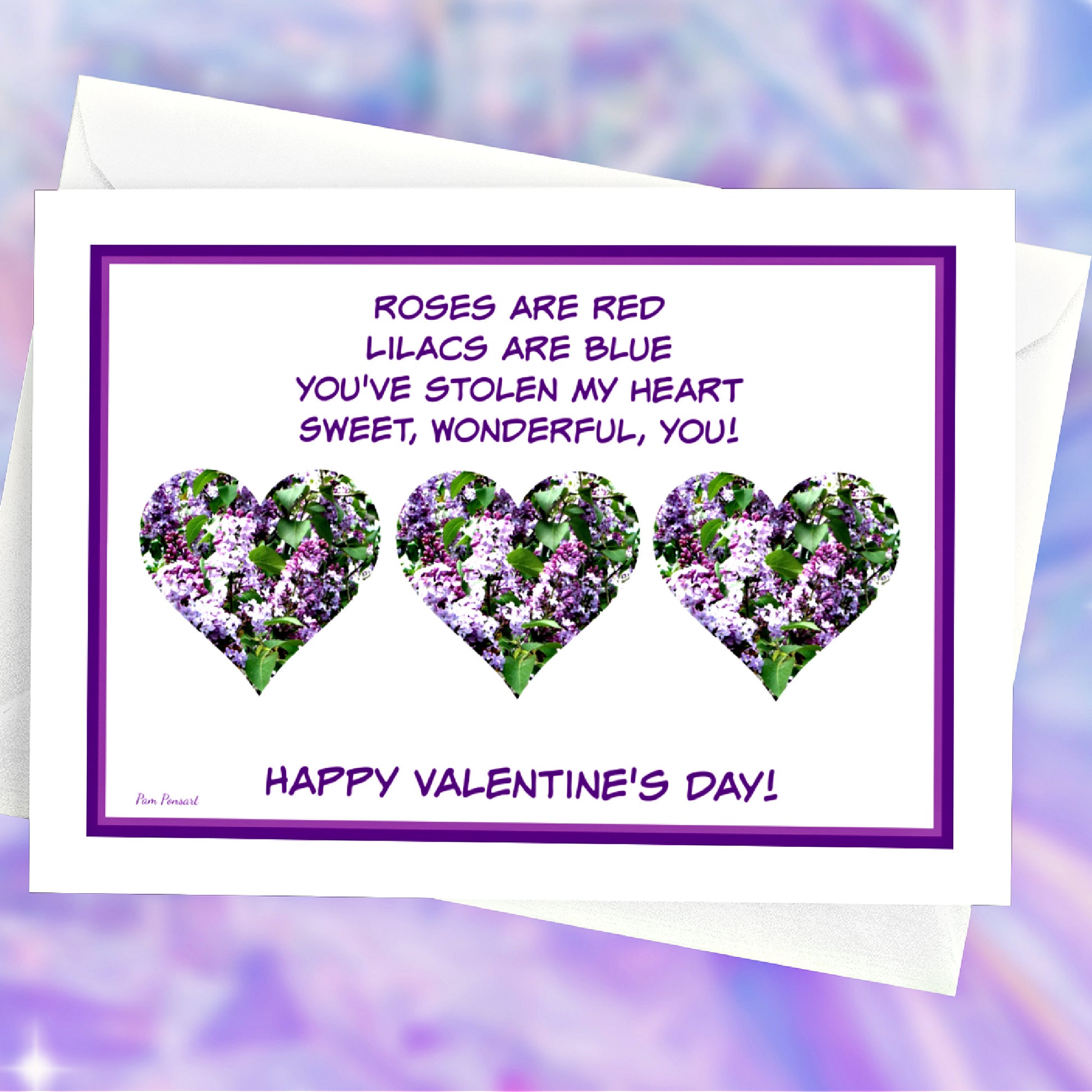 Mock up of the front of this Valentine's Day Greeting Card placed on top of an envelope
