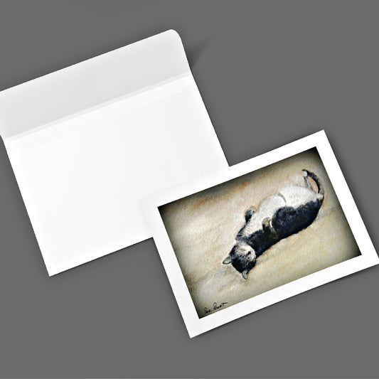Mock up of one of our Cat Note Cards with envelope