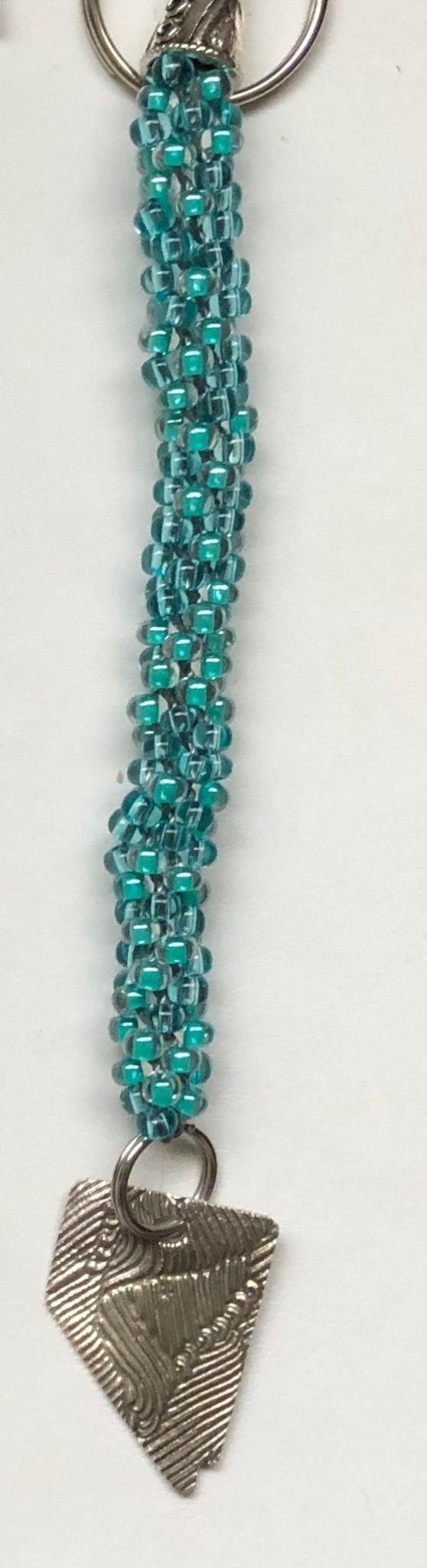 Nevada Silver Keychain: 4 Styles; Kumihimo Beaded Rope Aqua