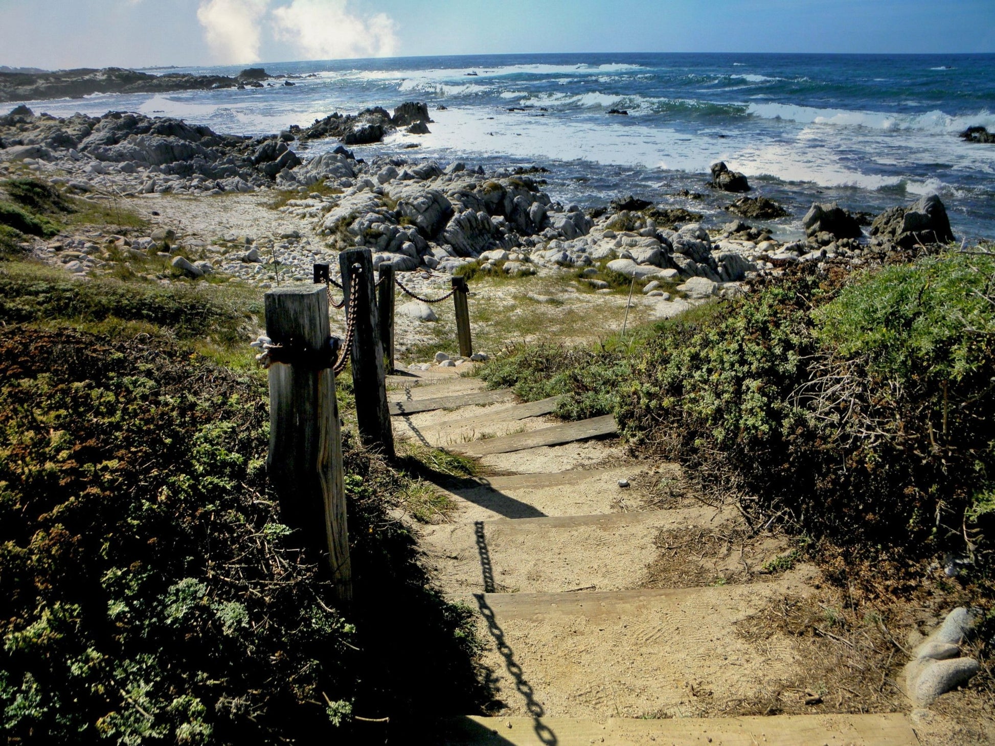 Photo of a stairway into a cove