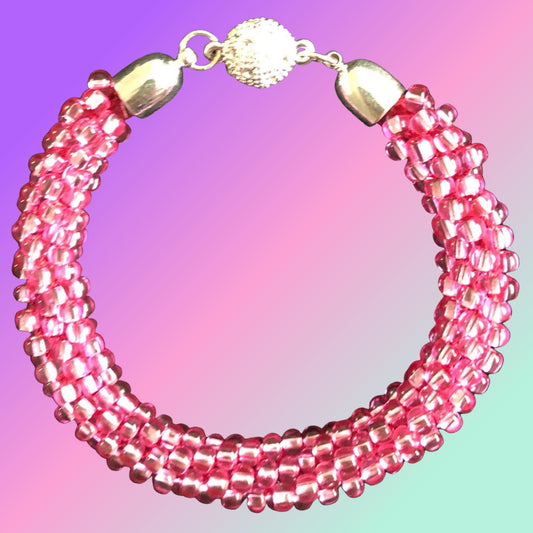Pink Beaded Bracelet with magnetic clasp