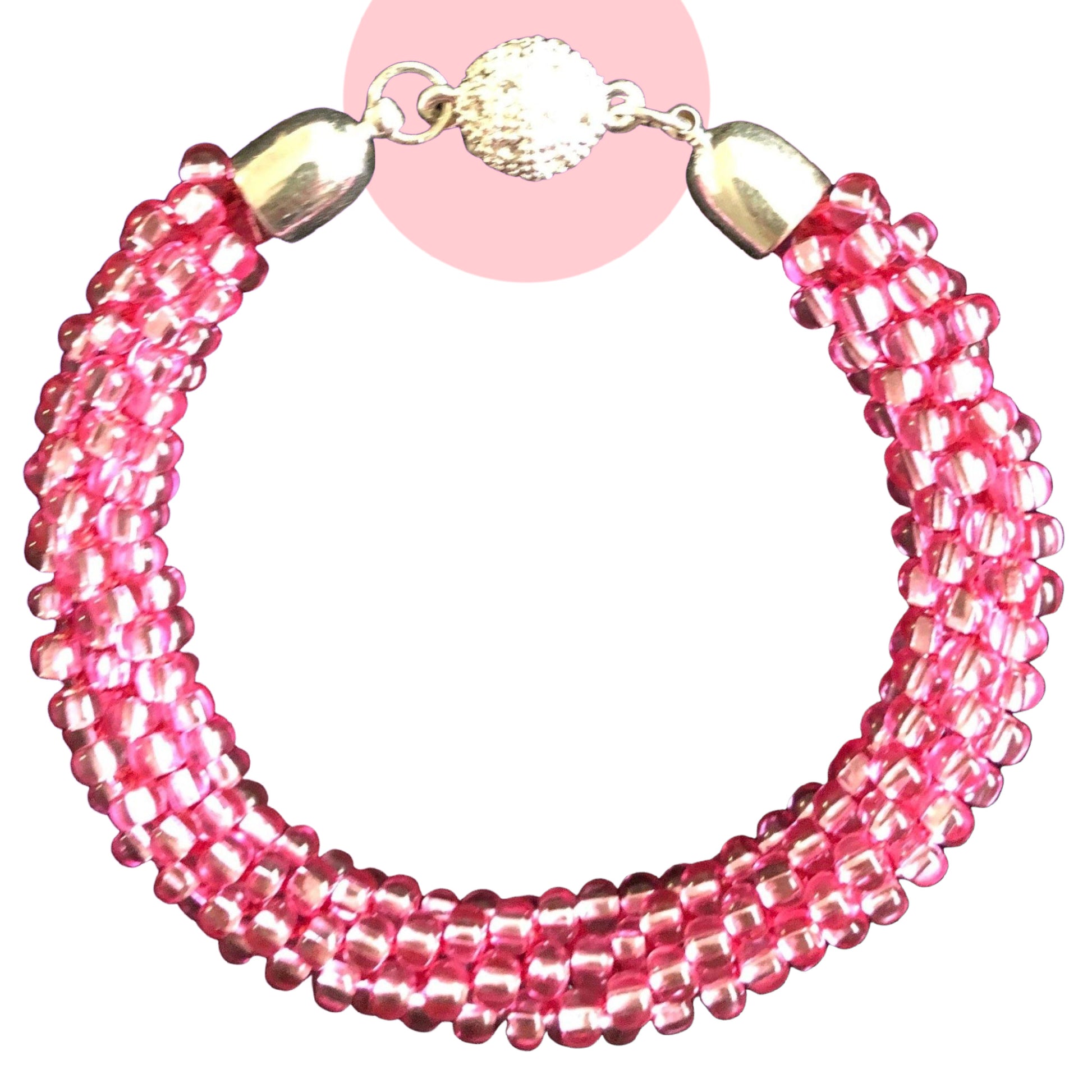Bracelet with Magnetic Clasp hi-lited with pink background