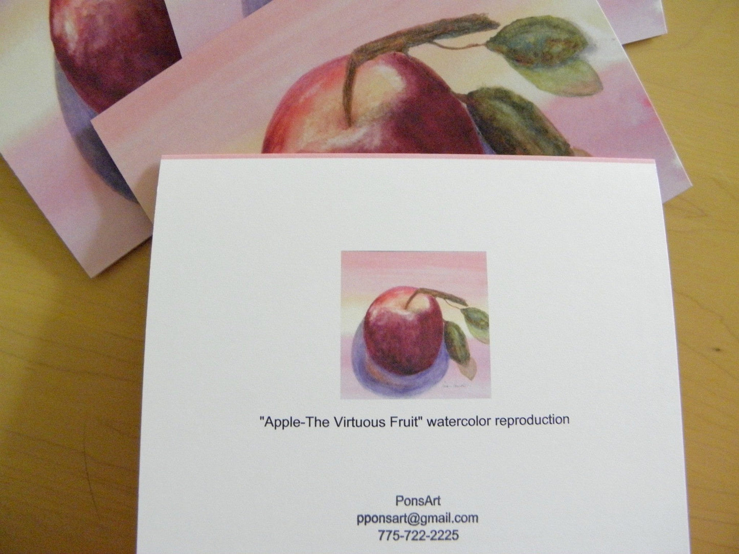 Back view of one of our Red-Apple Note Cards