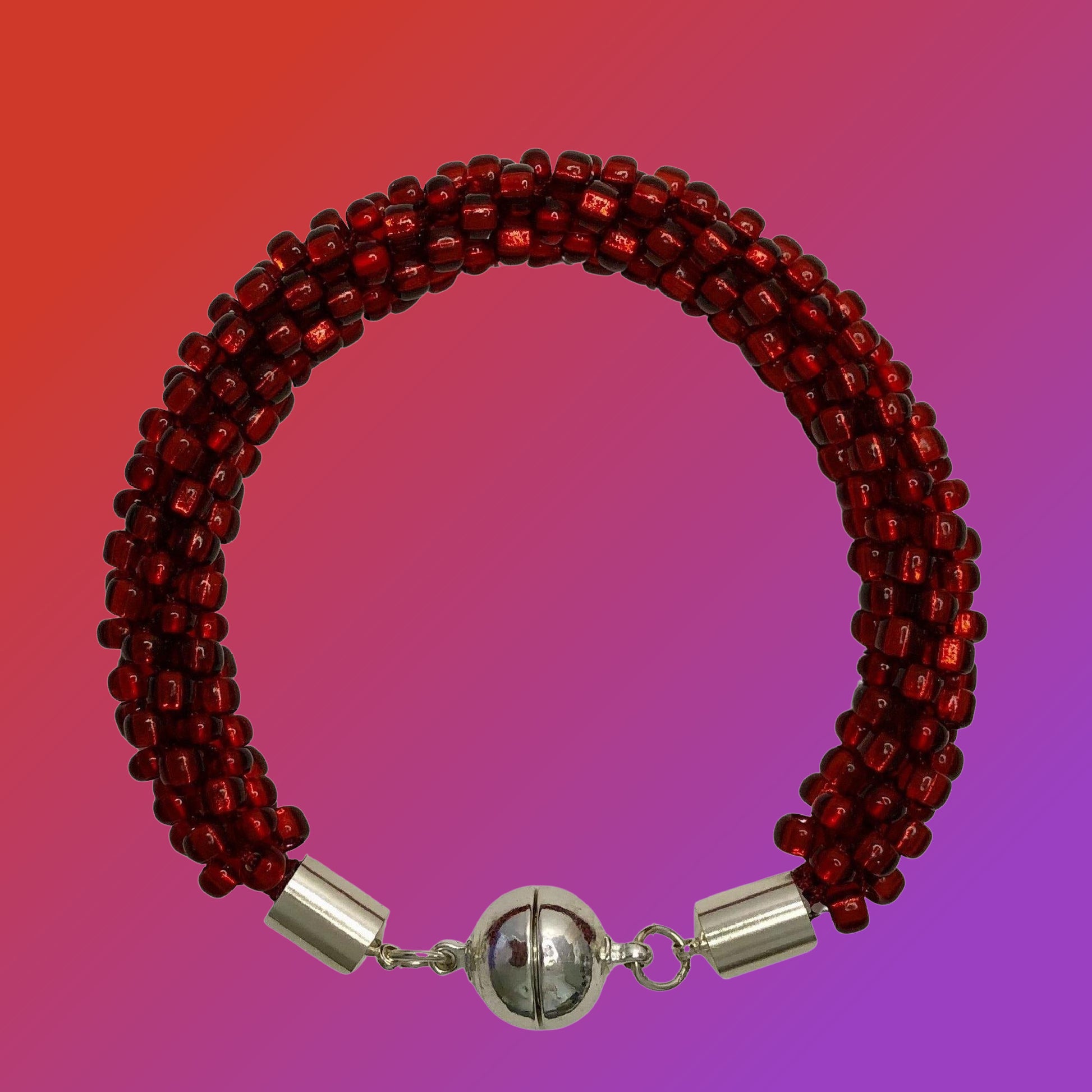 Red Beaded Bracelet with magnetic clasp