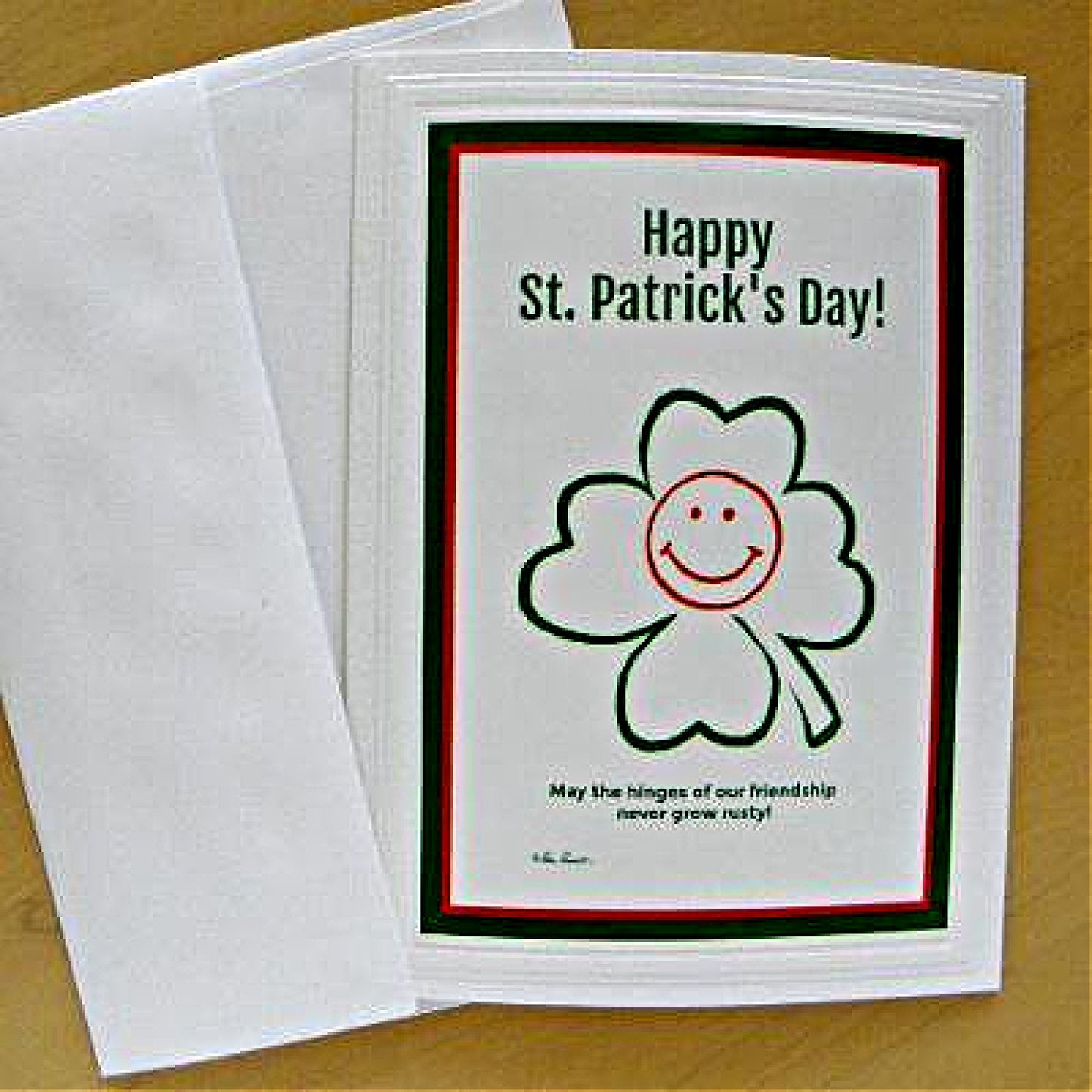 Front view of our St. Patrick's Card with envelpope