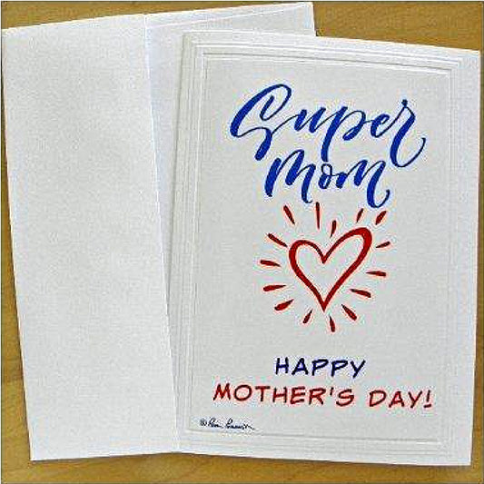 Front view of our Supper Mom Card with envelope