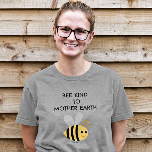Mock up of a smiling woman wearing our relaxed-fit T-shirt