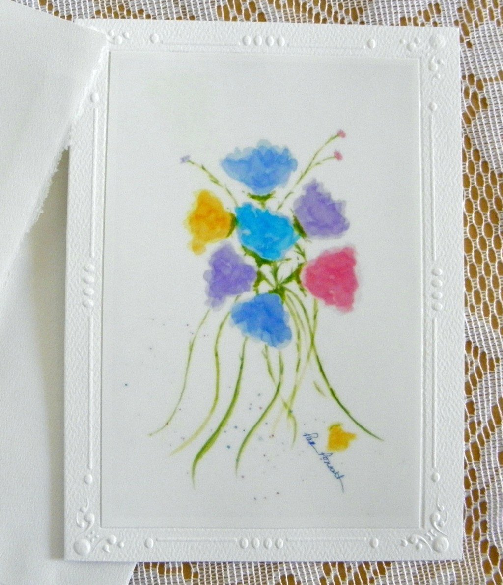 Full Front view Watercolor Flowers Card