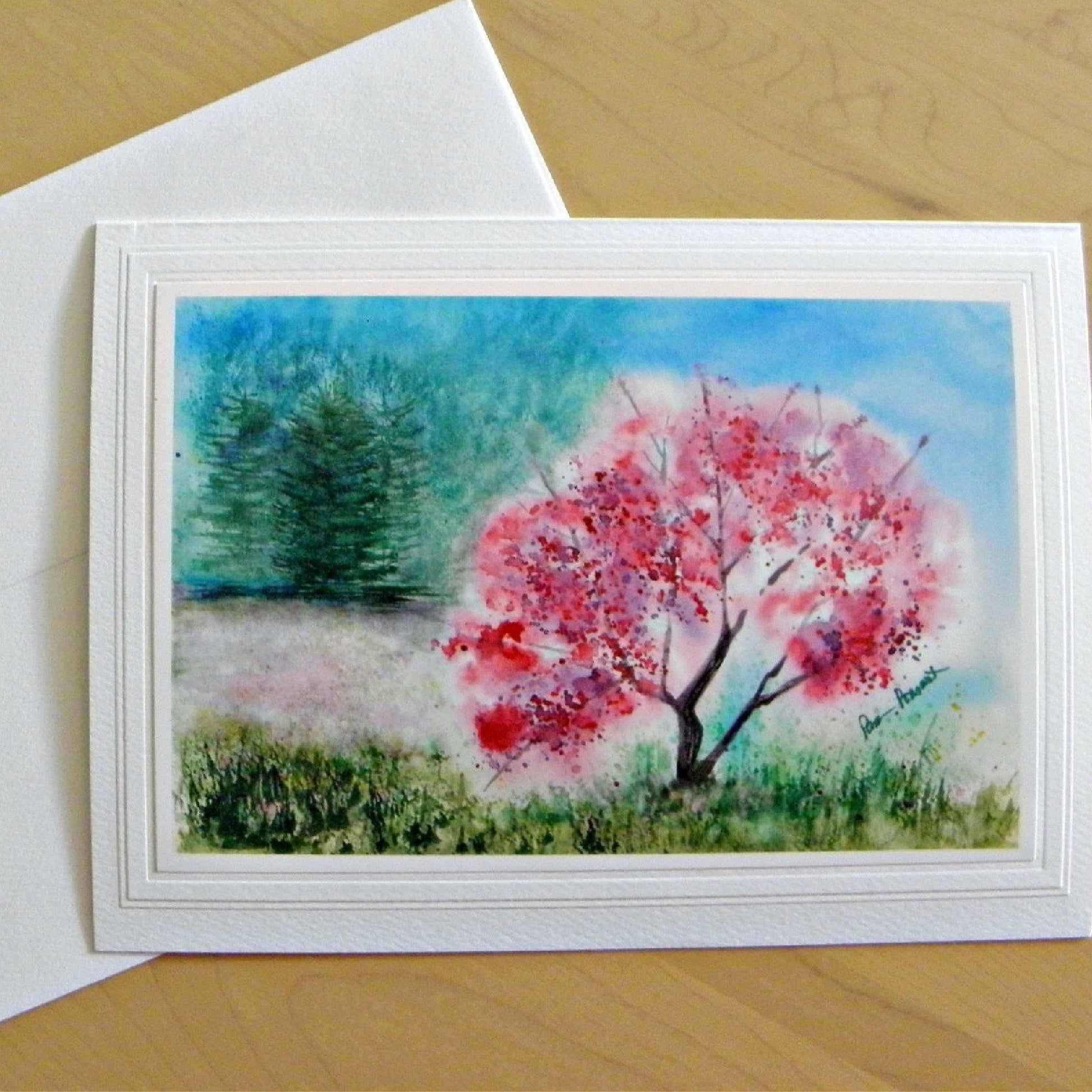 Front view of Watercolor Landscape Card