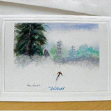 Front view of our Skier Watercolor Card